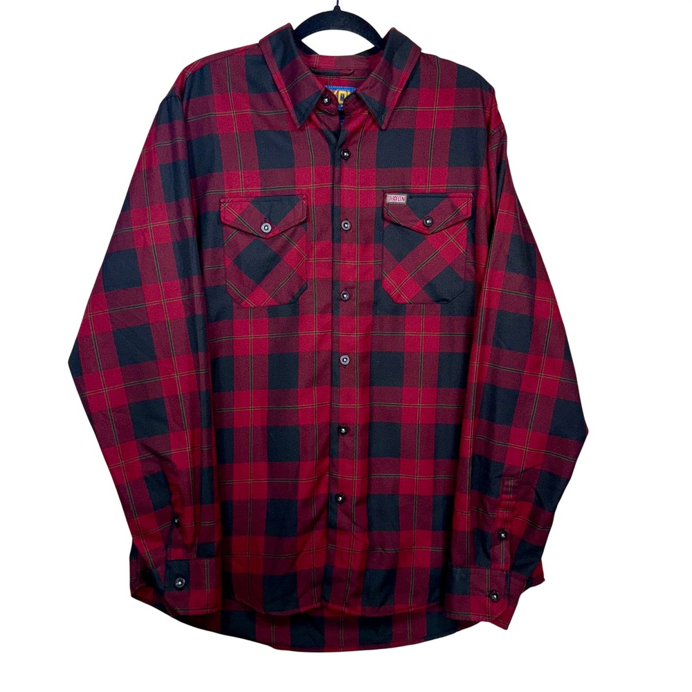 Dixxon Flannel Co TKO Red Black Plaid Button Front Shirt Mens XL Long Sleeve